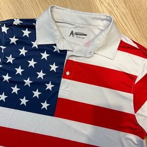 Royal & Awesome Men's XL Golf Polo Shirt USA Flag Print Short Sleeve